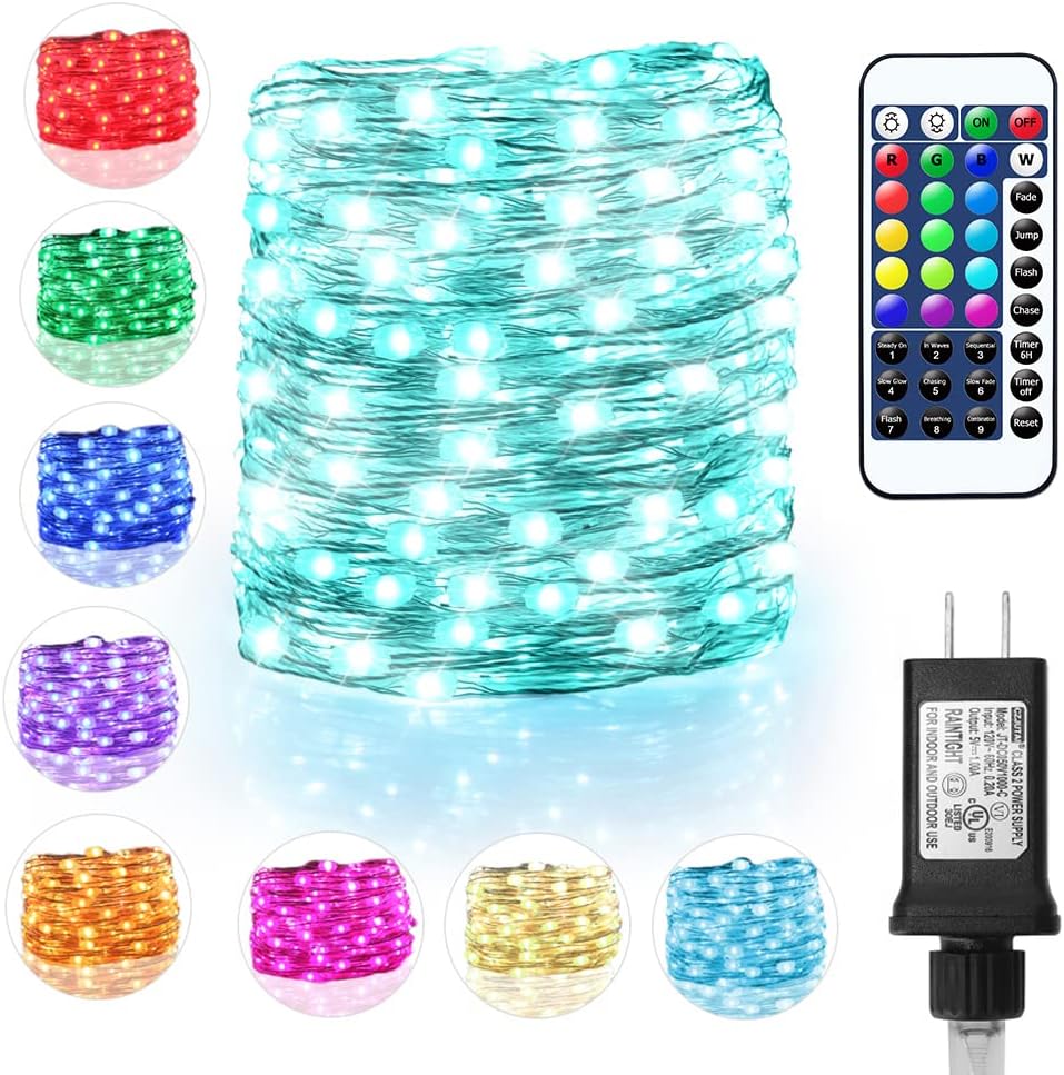 OMIKA Fairy Lights Plug in, 16 Color Changing, 40ft 120 LED Twinkle Lights with Remote Timer, 132 Modes Firefly Decorative Lighting for Bedroom Wedding Christmas Tree Halloween Décor