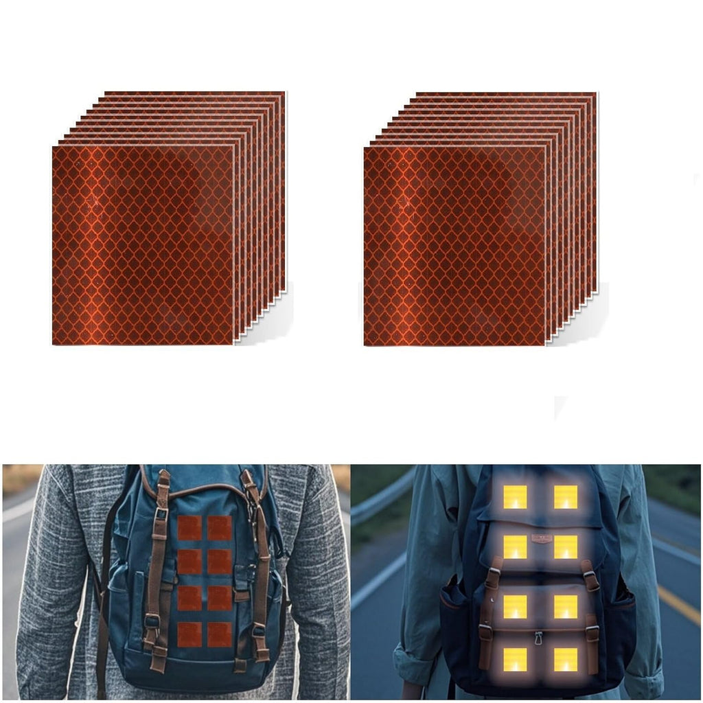 Non Fading Brown Reflective Stickers 3 inch X 3 inch, Outdoor Waterproof High Visibility Warning Safety Adhesive Reflector Tape (20 Pcs)