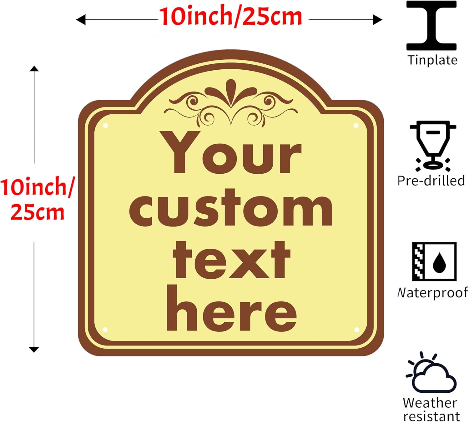 Custom Weatherproof Sign, Aluminum, 10*10 Inch, Indoor & Outdoor, Office, Home, Business, Delivery