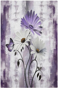 Purple Daisy White Floral Butterfly Flowers 1-Gang No Device Blank Wallplate Electrical Light Switch Covers Decorative Receptacle Face Plate Cover for Bathroom 5 X 3 IN