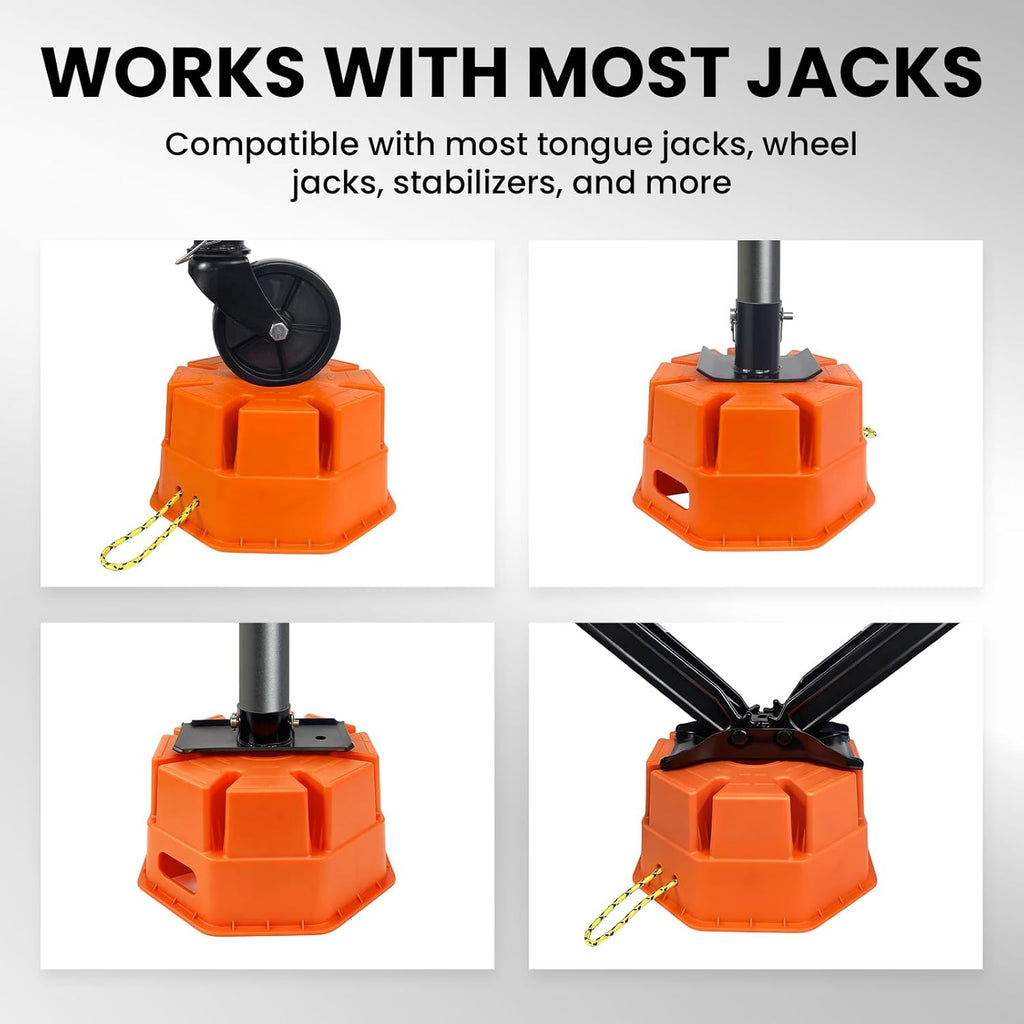 6" H Trailer Jack Block 4 Pack with Bag, 40000 lbs Capacity per Camper RV Stabilizer Blocks for Any Tongue Jack, Post, Foot, Round Square or Scissor Stabilizer, Stackable & Portable, Orange