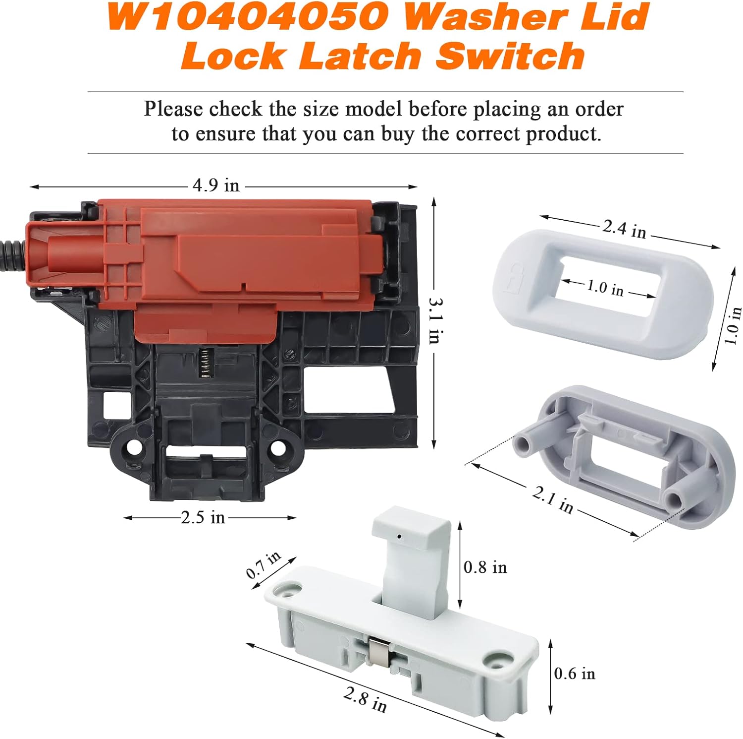 Upgraded W10404050 W10238287 Washer Lid Lock Latch Switch Assembly W10240513 Lid Strike by Blutoget - Fit for Whirlpool Ken-more Amana Crosley Washing Machine Replace AP5263307 W10744659 PS349762