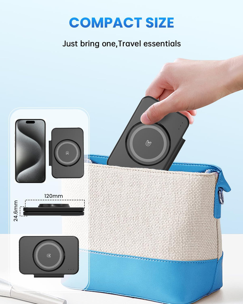 Charging Station Magnetic for iPhone Mag-Safe: JoyGeek 3 in 1 Foldable Wireless Charger for iPhone 16-12 Pro Max Plus, Travel Charger for AirPods, A-pple Watch 10-2 Series