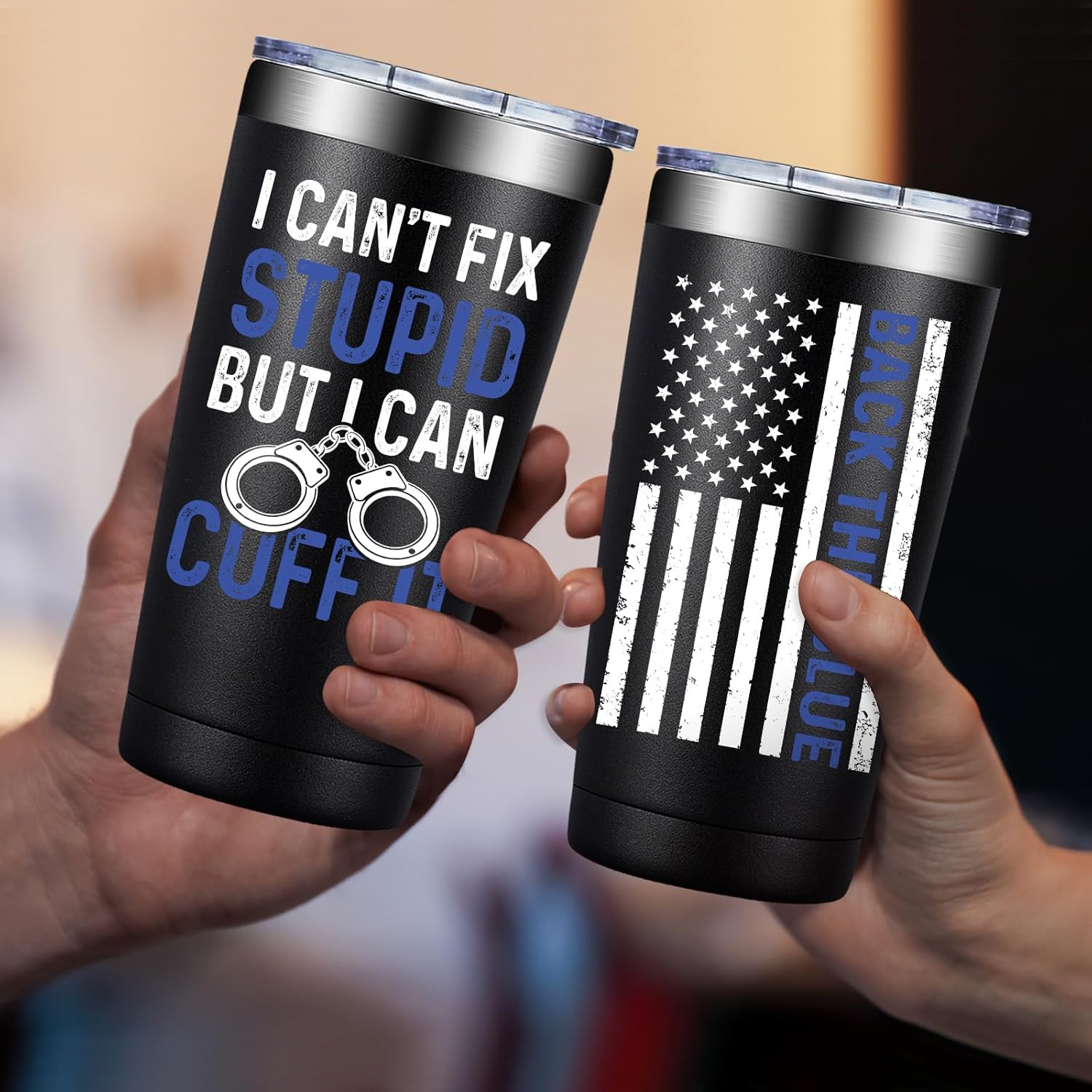 Fufandi Police Officer Gifts - Academy Graduation Gifts for Police -Birthday Fathers Day Gift for Dad, Men, Policeman - Tumbler Cup 20oz