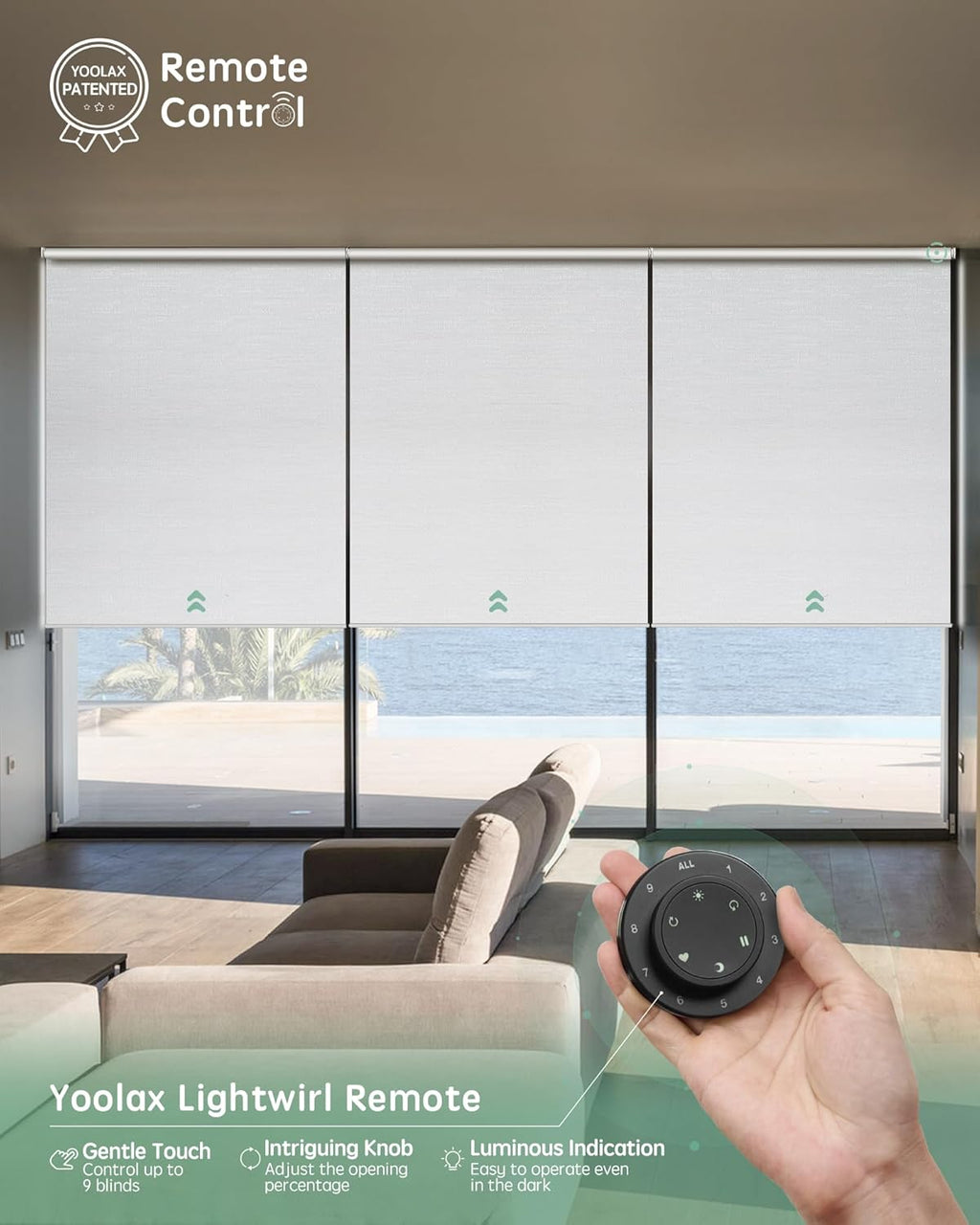 Yoolax Smart Coupled Roller Shades Compatible with Alexa Google, Motorized Blinds with Remote Blackout Coupled Roller Shades for X-Large Windows, Custom Size (XL Coupled-Jacquard White)