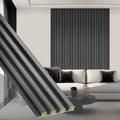 OUZUGIE WPC Acoustic Slat Wall Paneling, 8-Pack 114 x 6 Inches 3D Wall Panels for Interior Wall Decor,Living Room,TV Background,Study Room,Office Spaces,Bedroom,High Grille (Metallic Dark Gray)