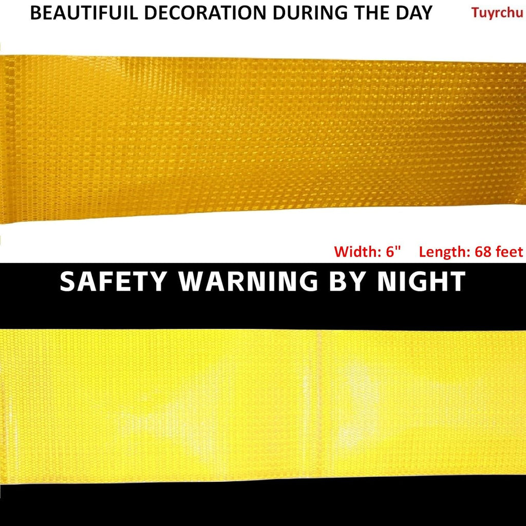 Yellow Reflective Tape 6 inch Wide, Outdoor Waterproof High Visibility Warning Industrial Marking Tape, Safety Stickers (68 feet)