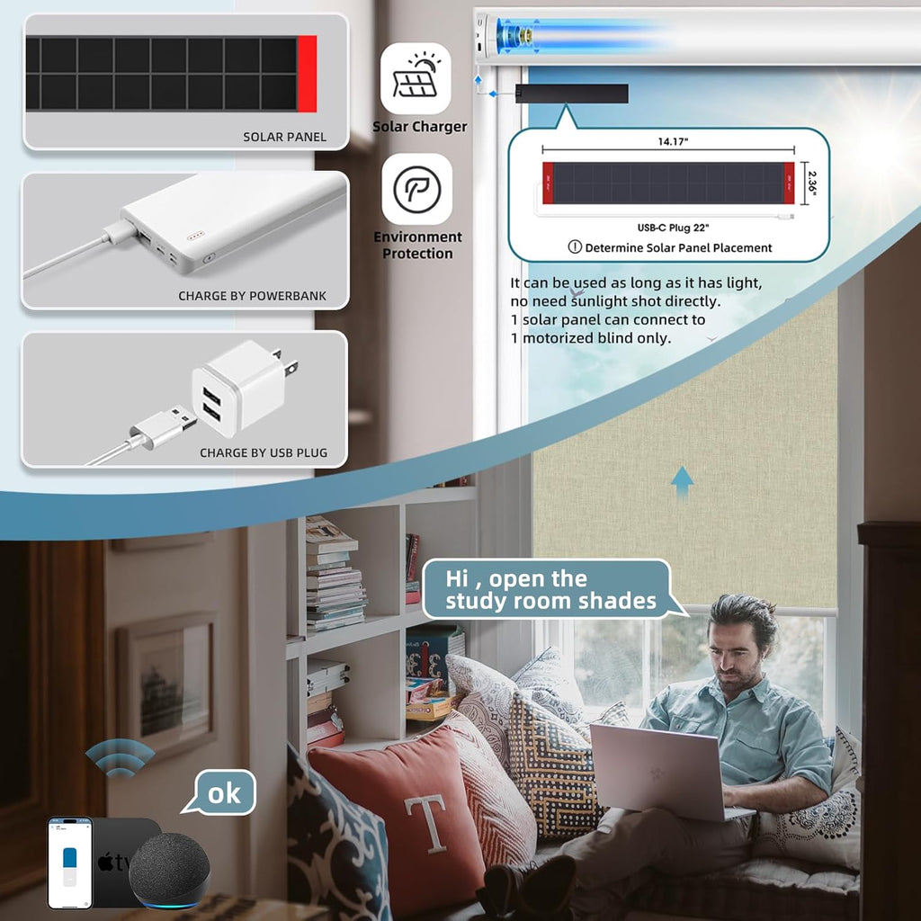 SmartWings Motorized Blinds Shades for Window Remote Control Work with Thread Apple Homekit Z-Wave Alexa 100% Blackout Dual-Sided Automatic Smart Roller Shade Customized 16"-110" W (Bouvardia Cream)