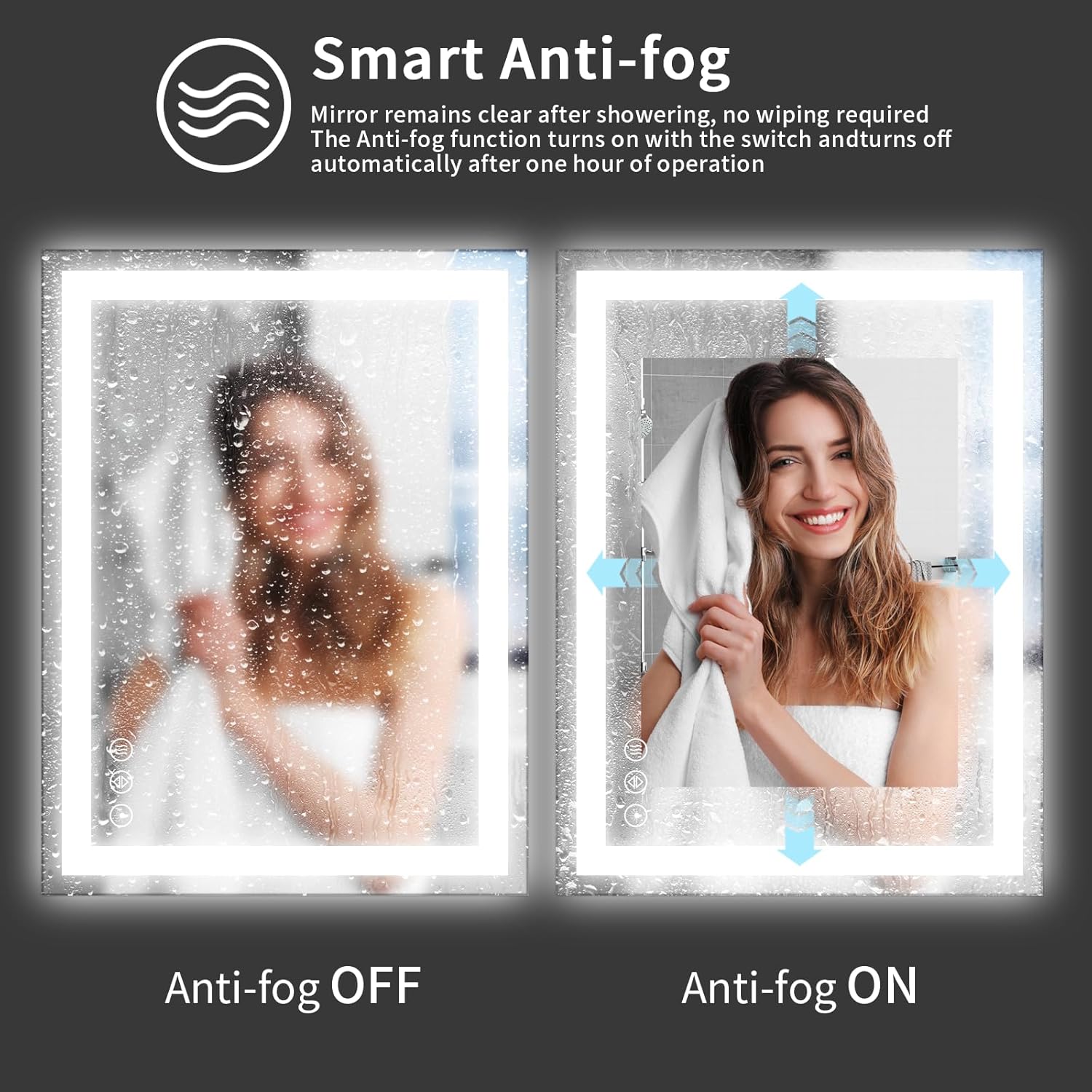 Koonmi 30x55 LED Bathroom Mirror, Backlit + Front Lit, LED Bathroom Mirror with Lights for Wall, 3 Colors, Anti-Fog, Dimmable Brightness, Tempered Glass