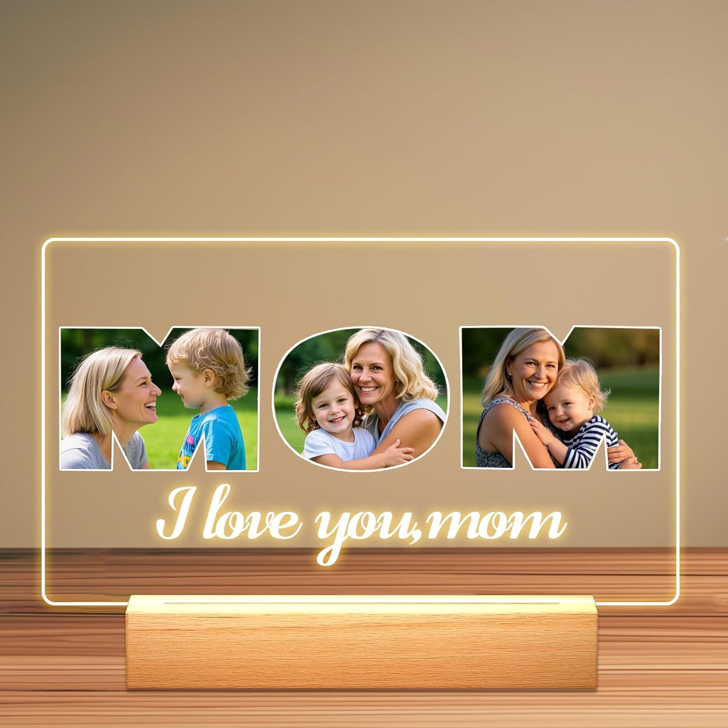Personalized Picture Frames with Photo, Custom Photo Frame with Night Light, Customized Girlfriend Photo Gifts, Ideal Gift for Couples Anniversary Birthday Mom Dad Him Her
