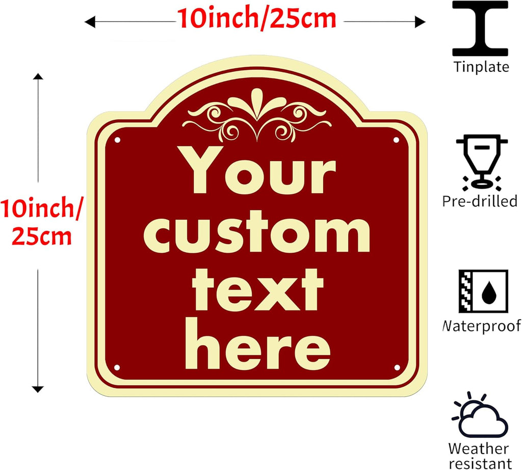 Custom Sign, Custom Indoor/Outdoor Decorative Sign，Aluminum Weatherproof Metal Sign Multiple Sizes, Customize for Office, Business, Workplace, office, Home, Delivery Signs, 10*10 Inch, Reddish