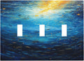 Decorative Switch Plates Dream Ocean Underwater World Fish Shoal 3 Gang Wall Plate Faceplate Triple Toggle Light Switch Cover Electrical Wall Panels for Kids room Nursery Decor
