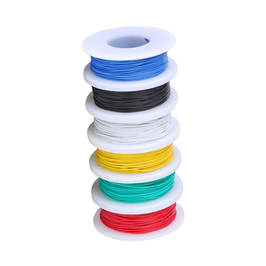 TUOFENG 28awg Wire Flexible Silicone Wire,28 Gauge Tinned Copper Wires Silicone Rubber Insulated (6 Different Colored 43ft Each)(OD: 1.2 mm) Stranded Wire Hook up Wires