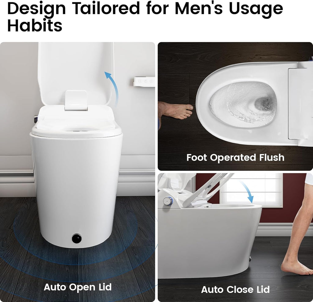Smart Toilet with Built-In Bidet, Auto Open and Close Lid, Heated Seat, Warm Air Dryer, Night Light, 1.06 GPF Powerful Auto Flush and Blackout Flush, Easy Operation by Knob, Remote, Kick Button