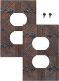 Decorative Outlet Covers Vintage Brown Wood Barn Door 1 Gang Duplex Light Switch Cover Plate Unique Wall Plate Electrical Switch Plate Covers for Farmhouse Home Decor （2 Pack）