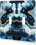 Luxurious Blue and Gold Marble Wall Plate Acrylic Double Hole Outlet Light Switch Plate Outlet Acrylic Covers Light Switch Cover
