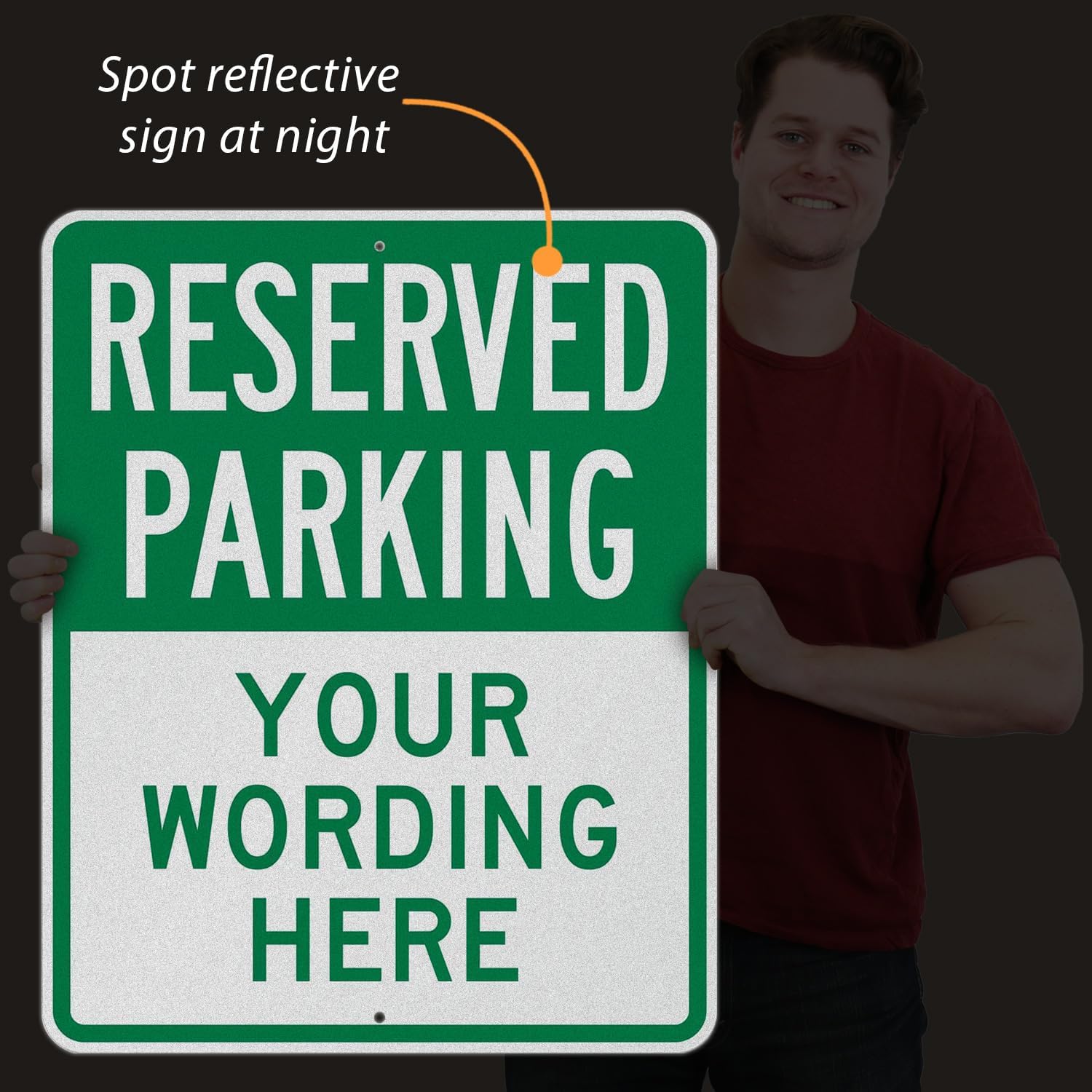 SmartSign 30 x 24 inch Custom “Reserved Parking” Metal Sign - Add Text, 80 mil Aluminum, 3M Laminated Engineer Grade Reflective Material, Green and White, Made in USA