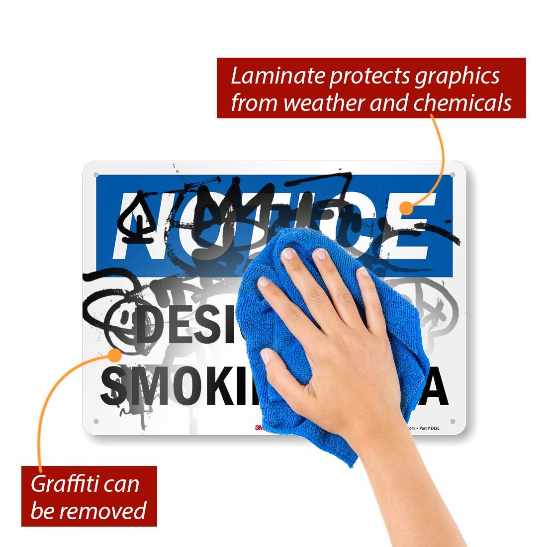 SmartSign “Notice - Designated Smoking Area” Sign | 10" x 14" 3M Reflective Aluminum
