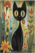 Funny Cat Retro Abstract Flowers Kitten Light Switch Cover Plate 1 Gang No Device Blank Electrical Wall Plates Faceplate Decorative Switch Plate For Kids Room Bed Room Decor