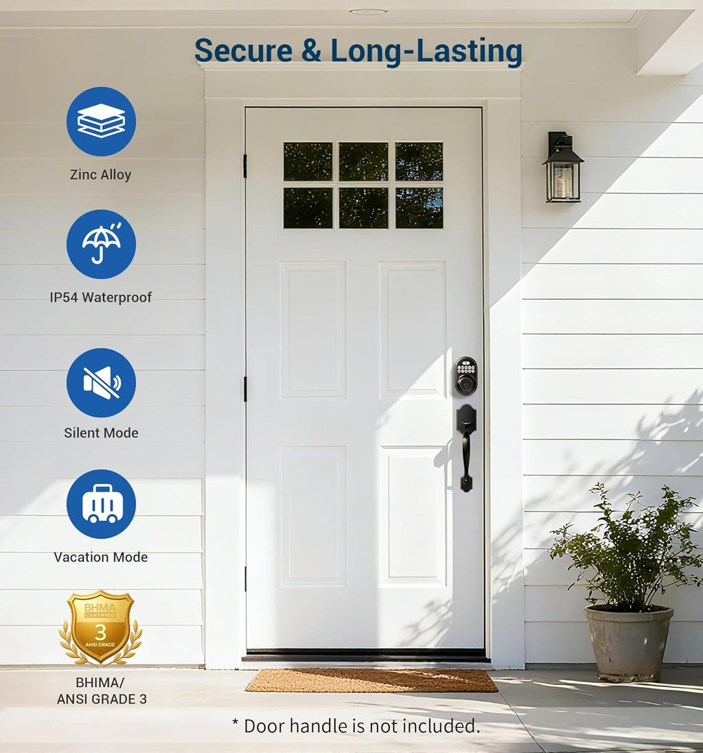 Veise Keyless Entry Door Lock, Electronic Keypad Deadbolt, Keyed Entry, Auto Lock, Anti-Peeking Password, Back Lit & Easy Installation Design, Oil Rubbed Bronze