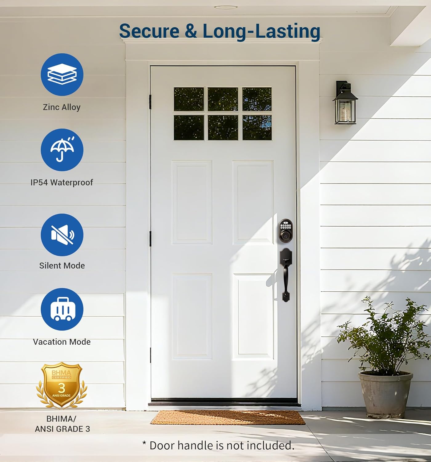 Veise Keyless Entry Door Lock, Electronic Keypad Deadbolt, Keyed Entry, Auto Lock, Anti-Peeking Password, Back Lit & Easy Installation Design, Oil Rubbed Bronze