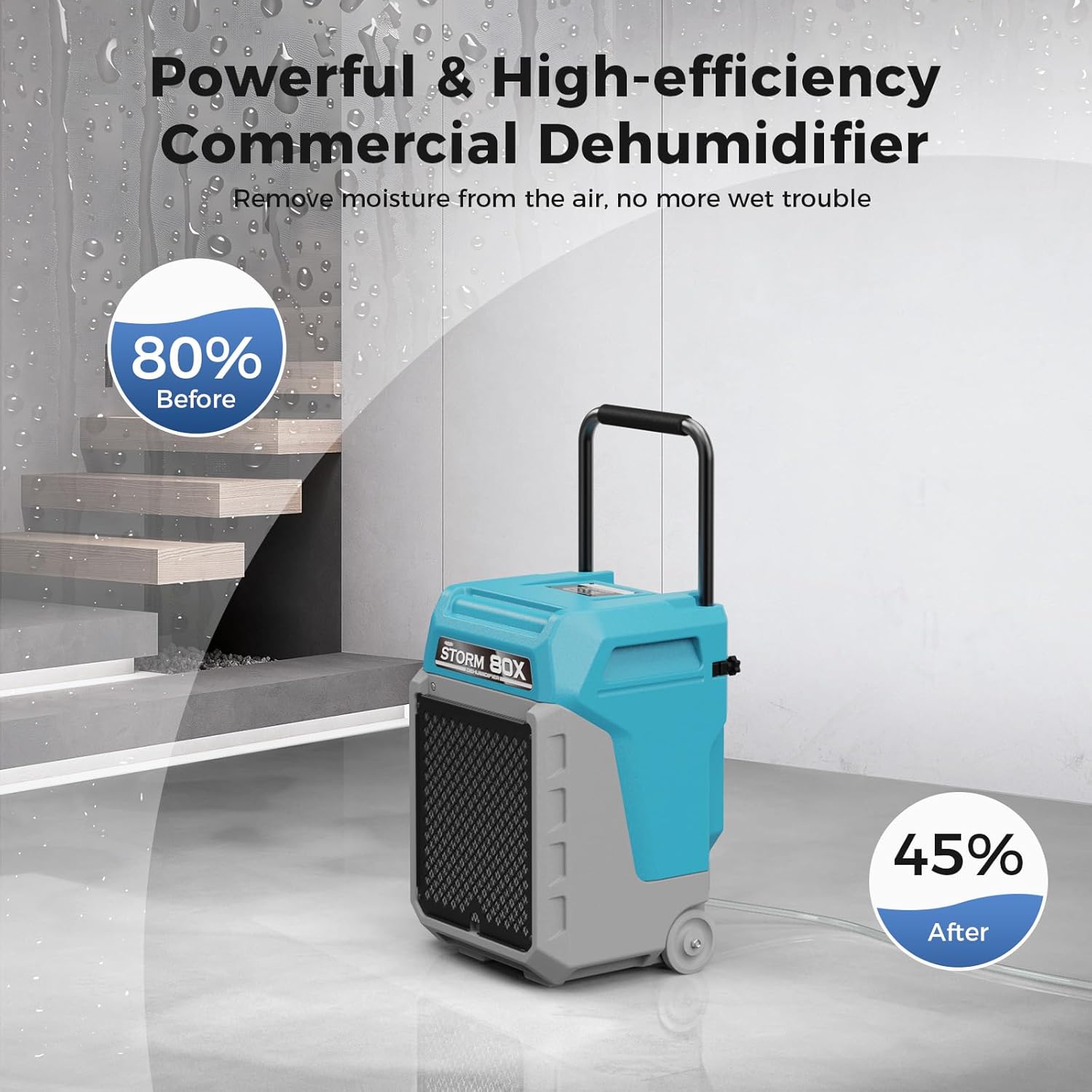 ALORAIR LGR Commercial Dehumidifier with Pump & Drain Hose, Portable Industrial Dehumidifiers with Wheels for Water Damage Restore, Basement, Garage, 5 Years Warranty