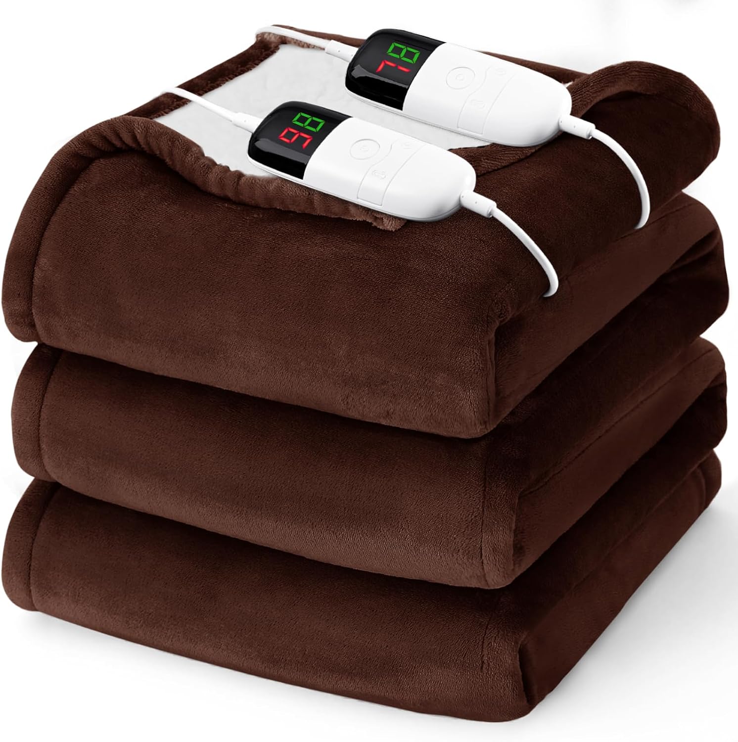 Heated Electric Blanket Queen Size - 84" x 90" Heating Blanket with Dual Control, 10 Heating Levels & 8 Hours Auto Off, Soft Warm Flannel Blanket, Christmas Birthday Gifts for Senior Grandma