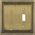 Henne Bery Sunken Pearls Heavy Duty Decorative Wall Plate Switch Plate Outlet Cover (Blank/Toggle, Antique Brass)