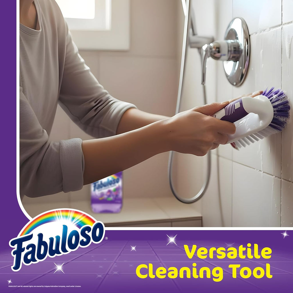 Fabuloso Scrub Brush with Handle – Easy Grip Handheld Scrubbing Brush for Showers, Floors, and More