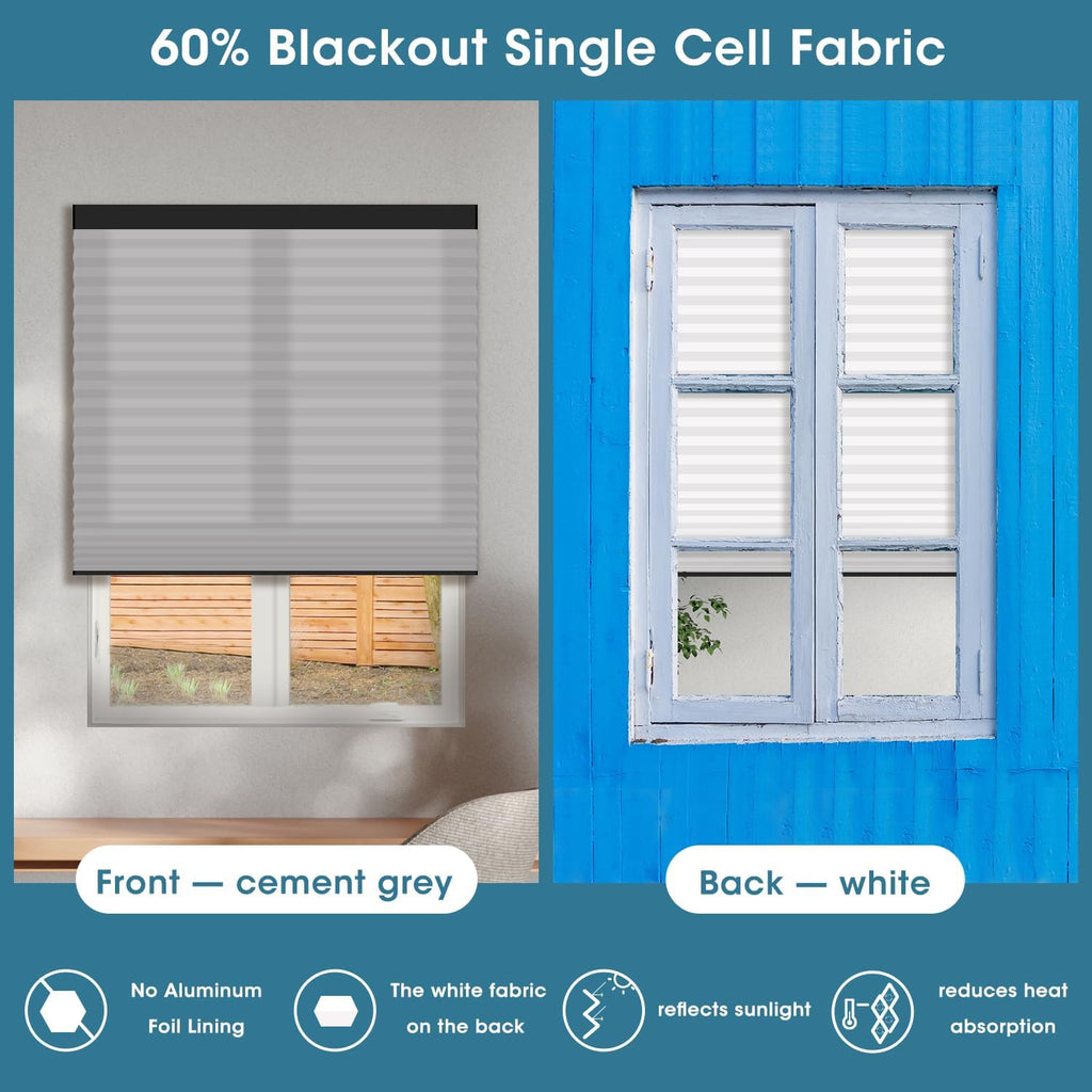 SmartWings Motorized Cellular Shades with Remote, Customized Electric Cordles Honeycomb Blinds Compatible with Alexa/Homekit/Google for Windows, 80% Blackout Double Cell Cement Grey