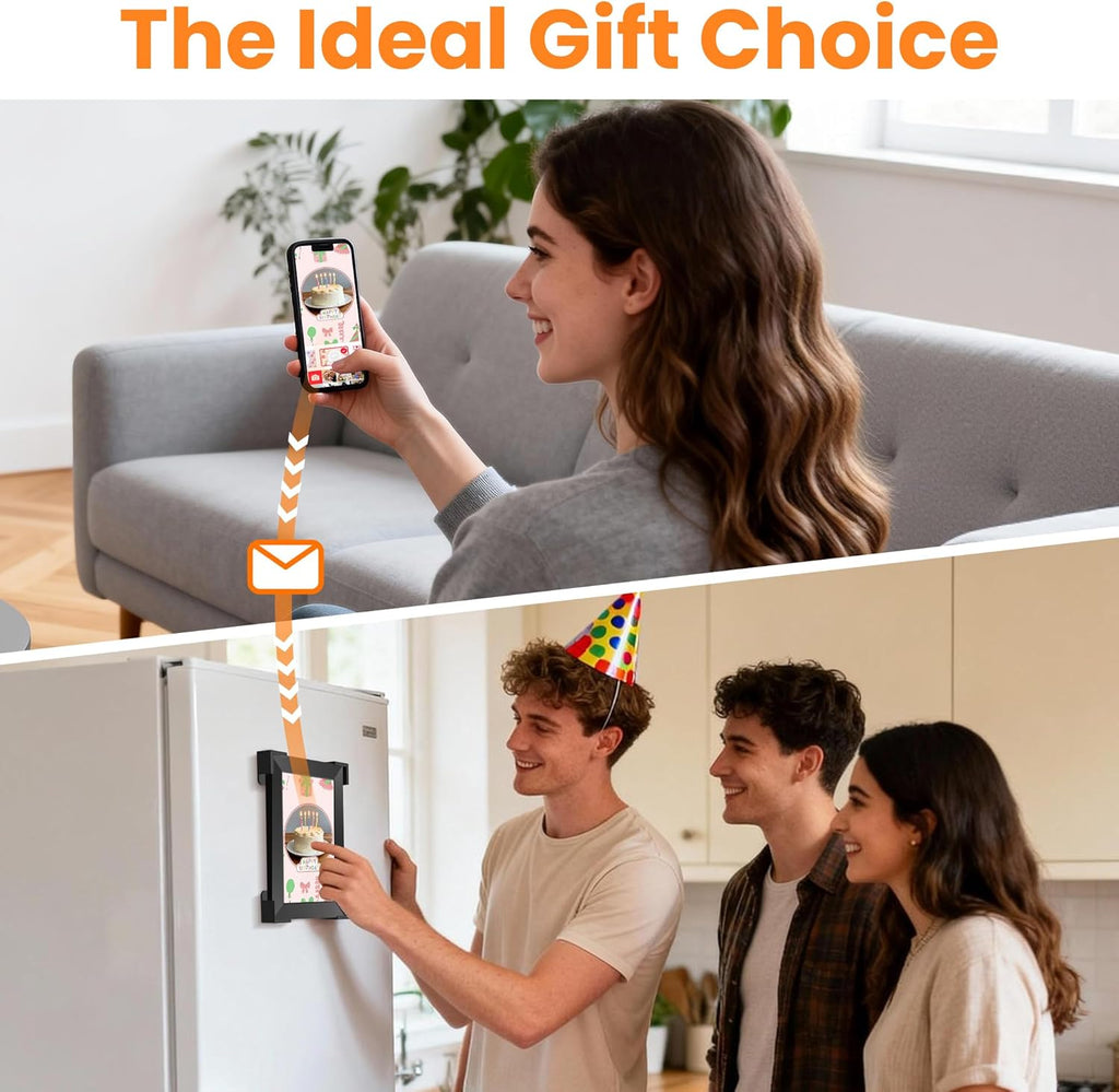 KPCB Tech Magnetic Picture Frames for Refrigerator, 8 inch Digital Photo Frames Smart WiFi & App Control, Electronic Picture Frame with 1280x800 HD Touch Screen for Parents, Grandparents, Friends