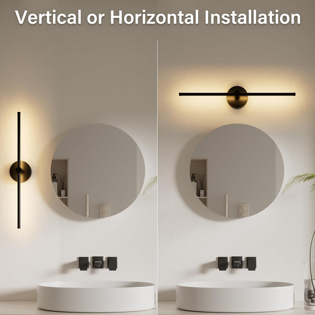 ZAGO Battery Operated Wall Sconce: 24-inch Wireless LED Wall Sconces Set of Two with Remote Control, Dimmable Modern Linear Light for Living Room, Bedroom, Hallway Indoor Lighting Decoration