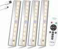 LDOPTO Under Cabinet Lights Wireless 4 Pack, Rechargeable Battery Operated Lights with Remote, Dimmable Led Closet Lights, Under Counter Lights Stick-on Touch Night Light for Kitchen, 3 Colors
