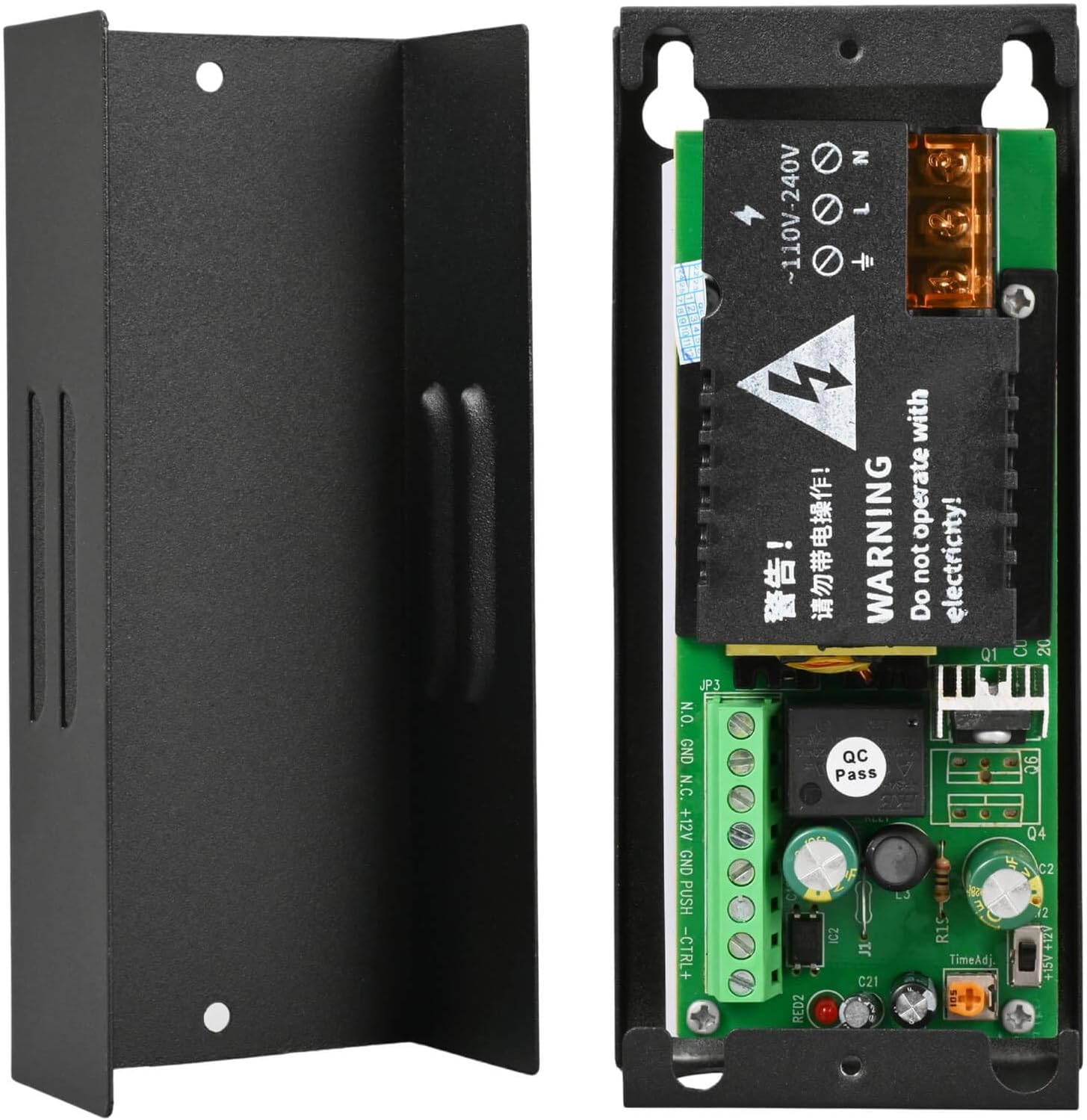Power Supply Control for Door Access Control System DC 12V/15V 4A, Adjustable Delay Timer Metal Housing, Overload Protection, for Electric Locks, Intercoms, Doorbells, Remote Controllers