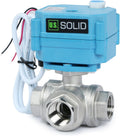 U.S. Solid 1/2" 3 Way Stainless Steel Motorized Ball Valve AC110-230V, L Type Water Shutoff Valve with Manual Function, Standard Port