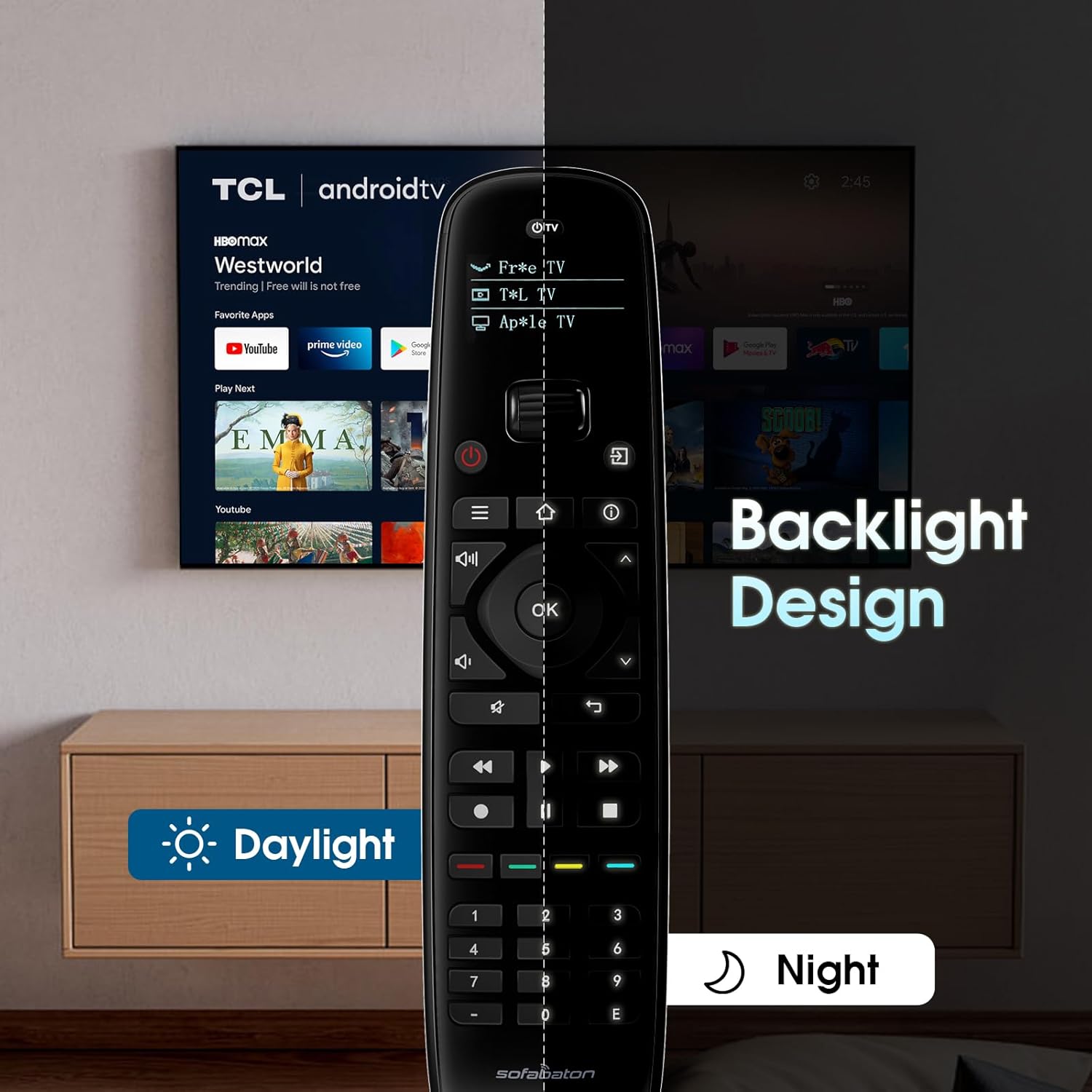 SofaBaton U2 Universal Remote Upgrade Backlit Button,Improved Scroll, All in One Universal Remote Control with App Control, Custom Macros, Compatible with Smart TVs,Sound Bar and DVD