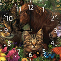 10 in Garden Cats and Horses -290 Wood Wall Clock – Digital Time Display, Smart Home Compatible for Bedside or Workspace