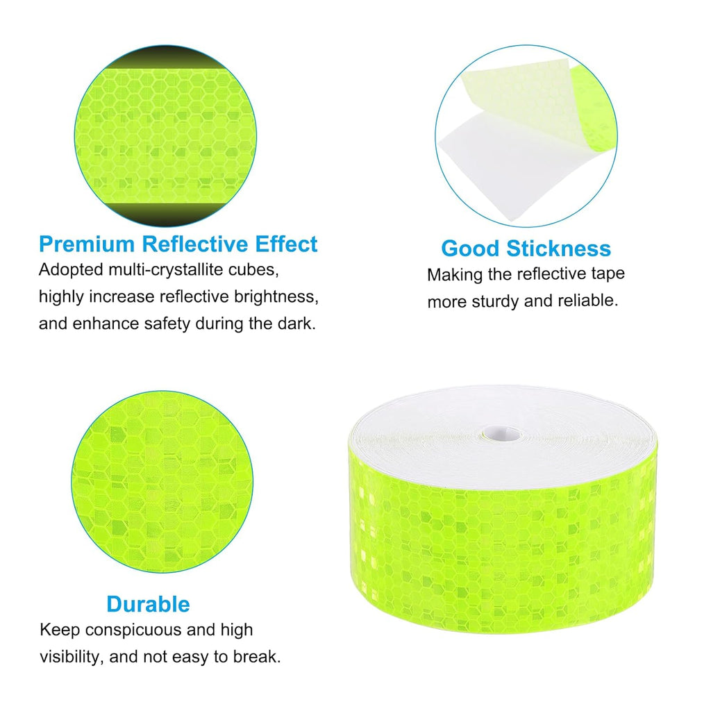 PATIKIL 2 Inch x 82 ft Reflective Tape, 1 Roll Waterproof Self Adhesive High Visibility Caution Warning Safety Tape Reflector with Scraper for Trucks Trailers Cars, Bright Green
