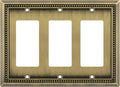 Henne Bery Sunken Pearls Heavy Duty Decorative Wall Plate Switch Plate Outlet Cover (Triple Decorator, Antique Brass)