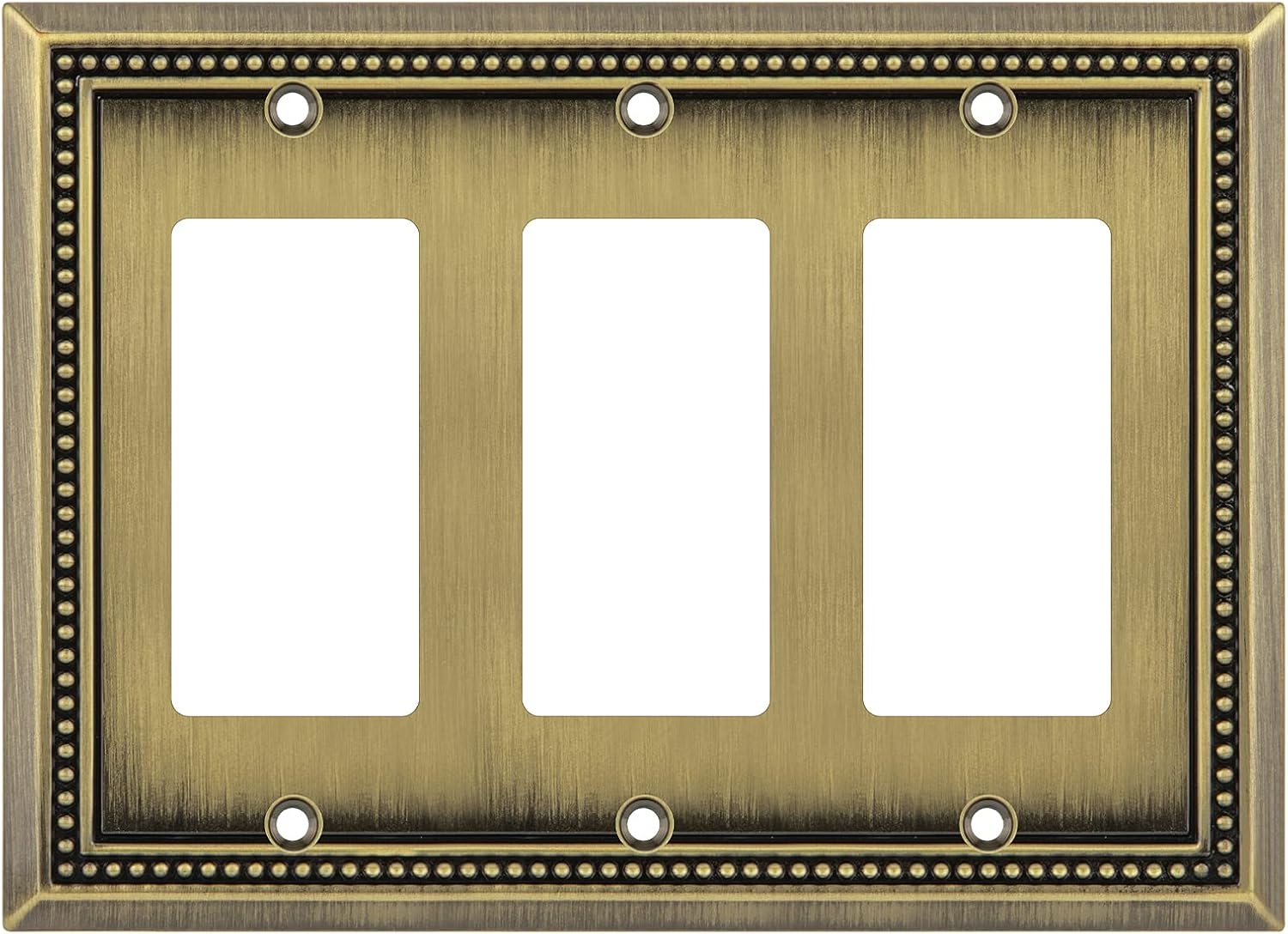 Henne Bery Sunken Pearls Heavy Duty Decorative Wall Plate Switch Plate Outlet Cover (Triple Decorator, Antique Brass)