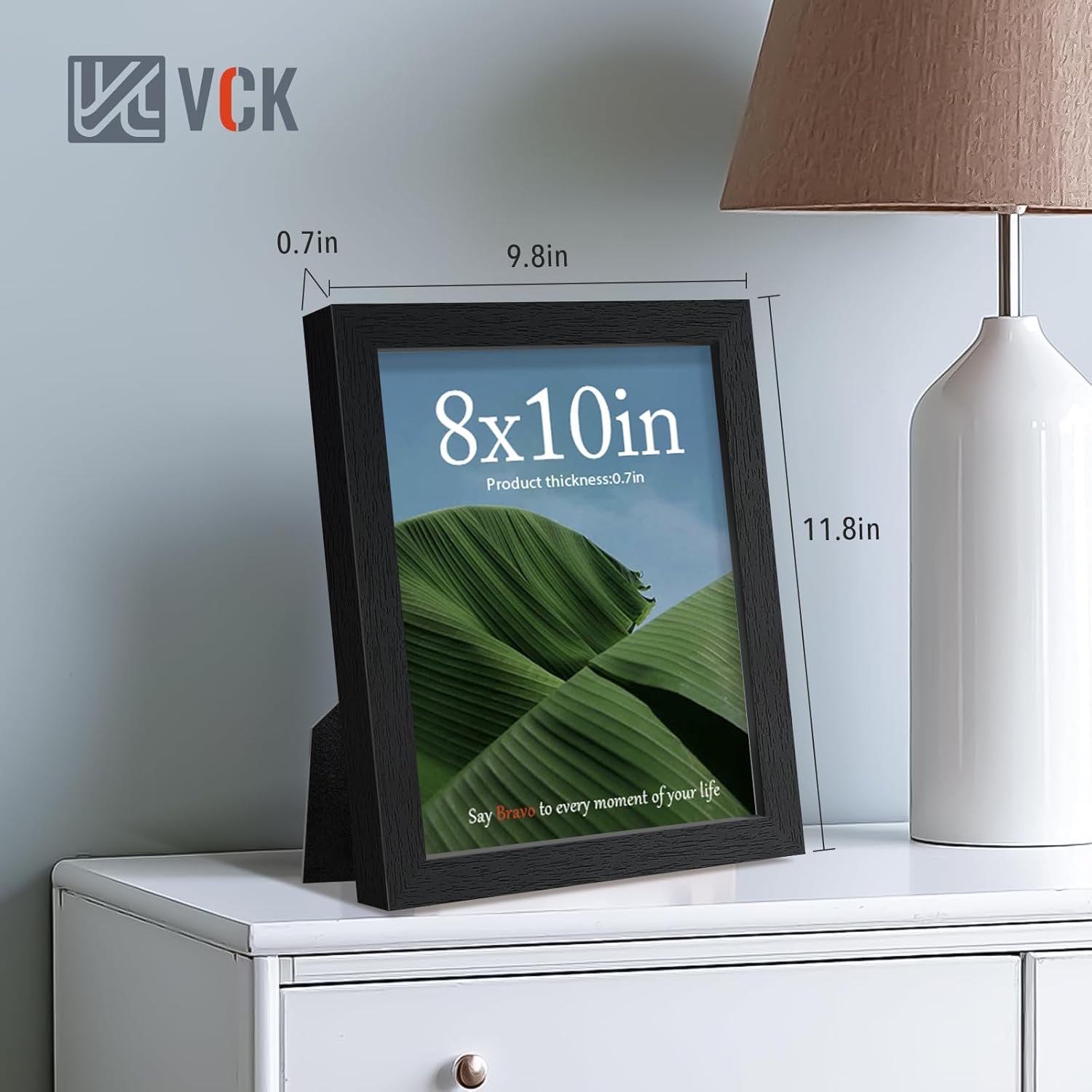 VCK 8x10 Picture Frames Black Set of 6, Wide Border Wood Poster Frame, Multi-Directional Display Family Photos, Office Prints, Studio/Gallery Artwork, Woodgrain Series, Tabletop & Wall Hanging