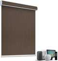 SmartWings Motorized Roller Shades 5% Openness Without Privacy Custom Size, Rechargeable Battery, Works with Matter/Apple HomeKit, Alexa, Thread/Zigbee, Remote Optional, 5% Openness Chocolate
