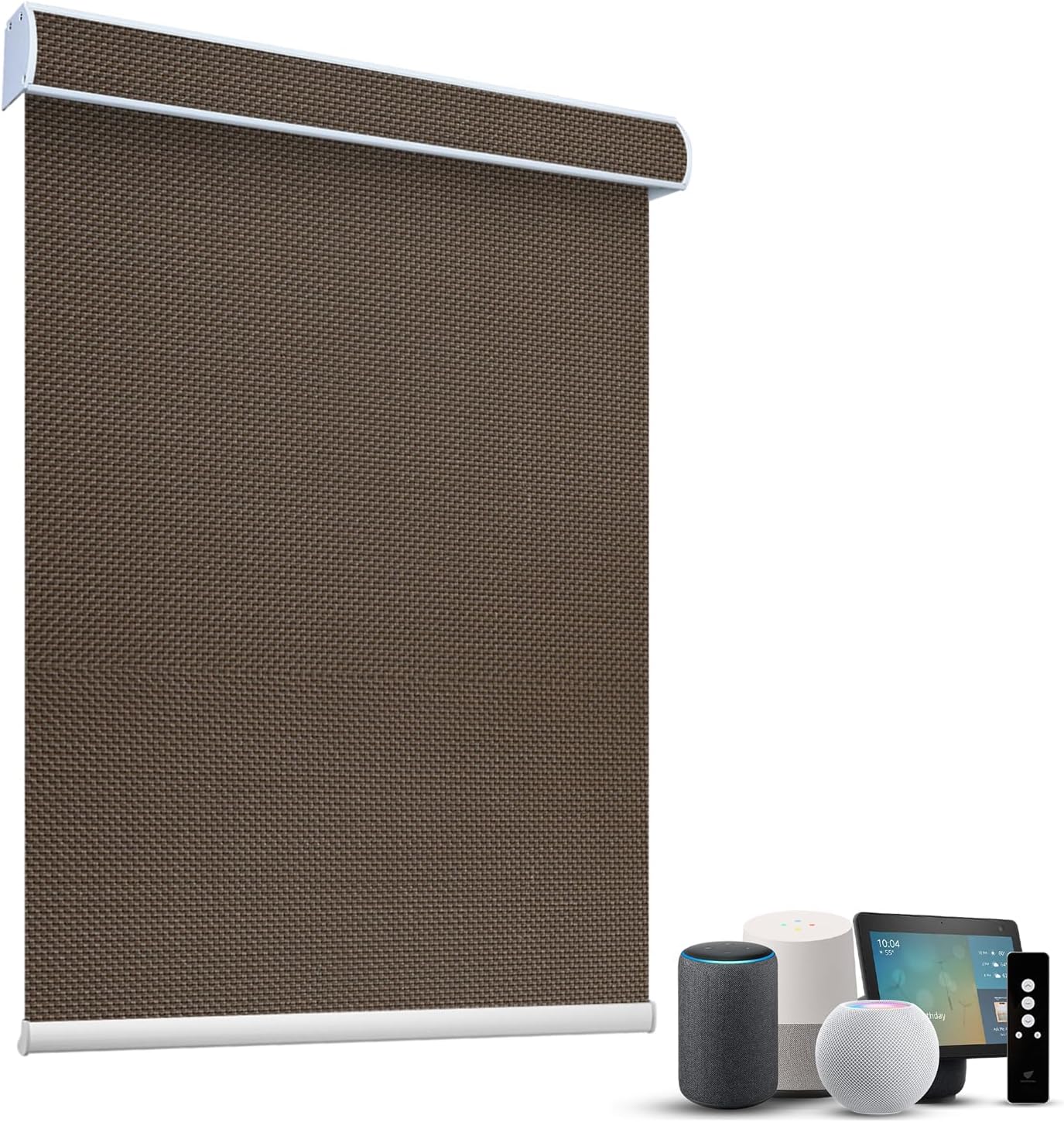 SmartWings Motorized Roller Shades 5% Openness Without Privacy Custom Size, Rechargeable Battery, Works with Matter/Apple HomeKit, Alexa, Thread/Zigbee, Remote Optional, 5% Openness Chocolate