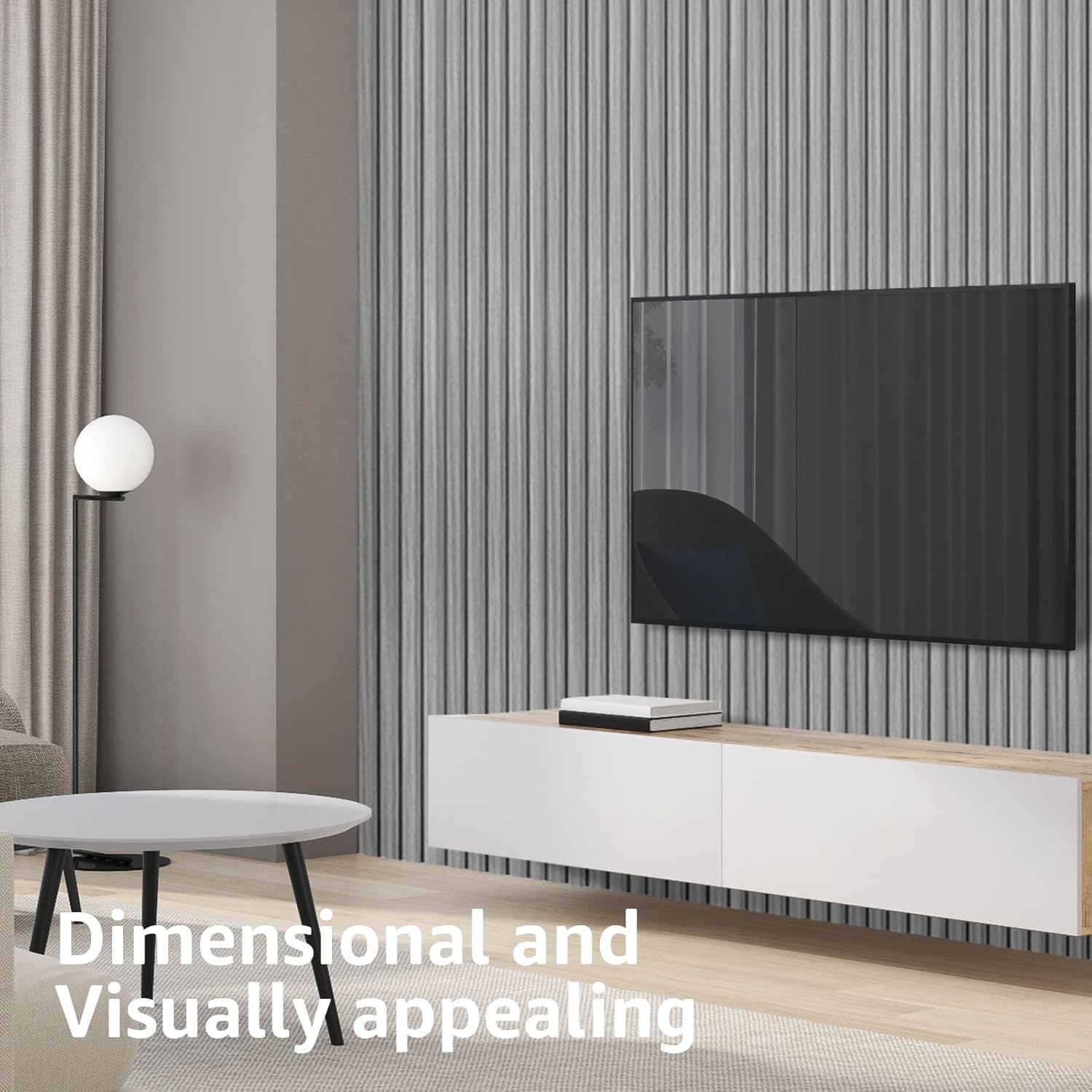 Art3d Slat Wall Panels, WPC Soundproof 3D Wall Paneling for Interior Wall Decor, TV Background, 8-Pack 96 x 6 in. Gray Oak