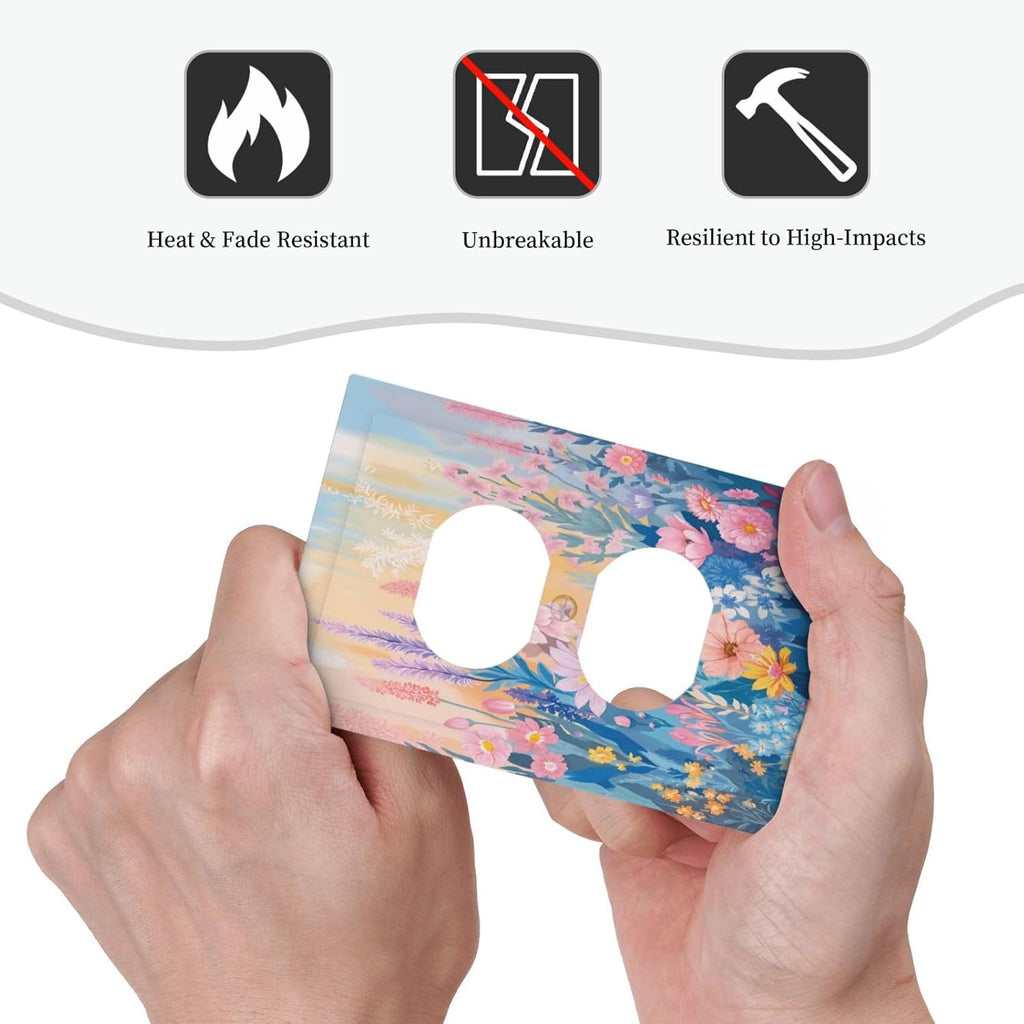 Outlet Covers Colorful Watercolor Flowers Wildflower Plants 1 Gang Duplex Light Switch Cover Plate Decorative Switch Plate Covers Electrical Socket Cover for Bathroom Home Decor