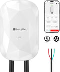 RIPPLEON Level 2 EV Charger J1772 11.5Kw - Hardwired EV Charger Level 2 w/Tesla Adapter, 48 Amp Smart App WiFi 25Ft Cable 240V NACS Charge Station, UL, ETL, FCC, Energy Star Certified White