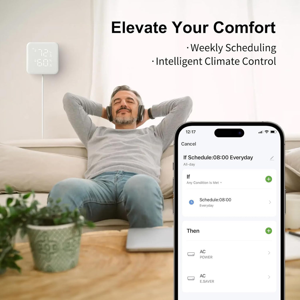 WOOX Smart Air Conditioner Controller, WiFi IR Remote Control for Mini Split, Portable, Window AC & Heat Pumps, Home Automation Controllers, Quick & Easy DIY Installation, Compatible with Alexa/Google
