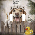 Funny Dog Rustic Farmhouse Wooden Fence Labrador Decorative Switch Plates 2 Gang Double Toggle Outlet Light Switch Cover Wall Plate Electrical Faceplate For Kids Room Bathroom Decor