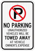 T&R Large No Parking Sign Will Be Towed Away Sign, 18" x 12" Engineer Grade Reflective Sheeting, Rust Free Aluminum, Weather Resistant, Waterproof, Fade Resistant, 2 Pre-drilled Holes