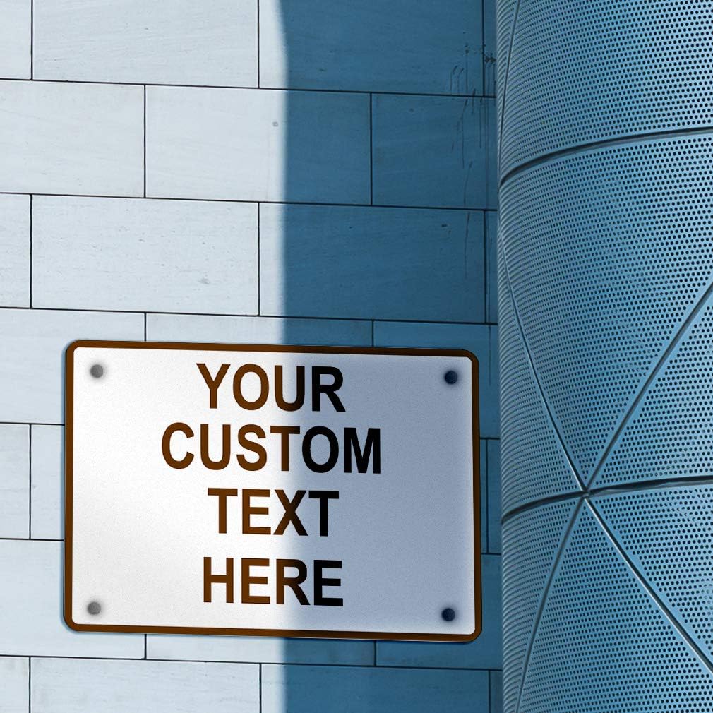 Aluminum Weatherproof Metal Sign Multiple Sizes Custom Personalized Text Here White Brown Recreational Horizontal Street Signs 14x10Inches